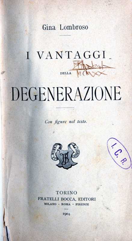 Frontespizio de I vantaggi della degenerazione, 1904.