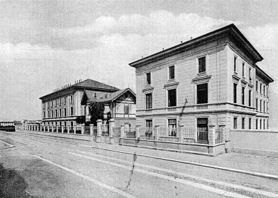Facciata dell'Istituto sieroterapico di Milano verso via A. Lecchi. [L'istituto sieroterapico milanese..., 1919]. 