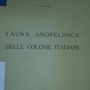 Frontespizio di La fauna anofelinica delle colonie italiane, 1937