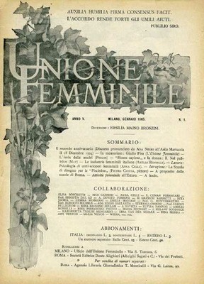 L'Unione femminile, Gennaio del 1905, Milano, [Alatri, 1998,  p. 396]