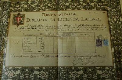 Diploma di licenza liceale di Edmea Pirami  [Archivio storico dell'Università  di Bologna] 