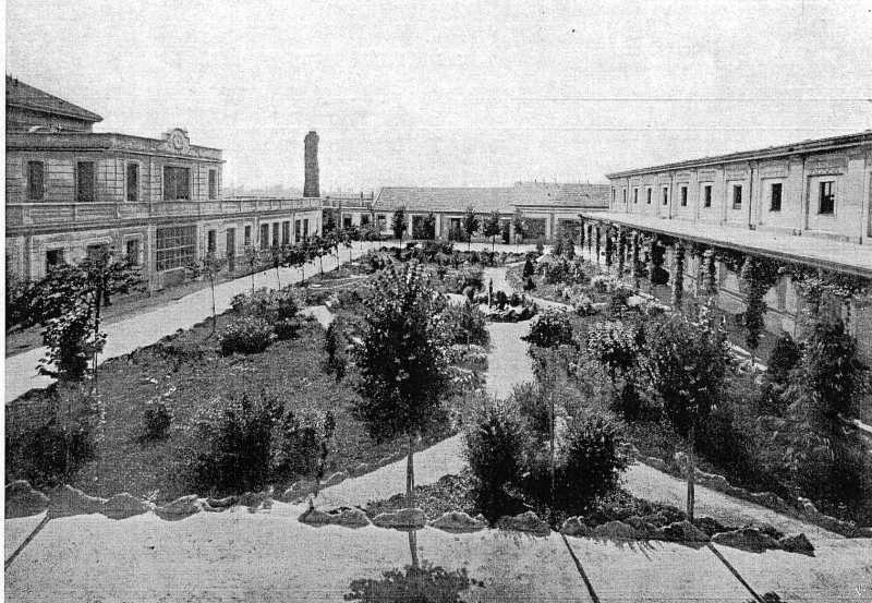 Cortile e giardino dell'Istituto sieroterapico di Milano. [L'istituto sieroterapico milanese..., 1919]. 