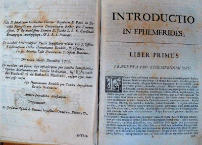 «Introductio in Ephemerides» di Eustachio Manfredi.