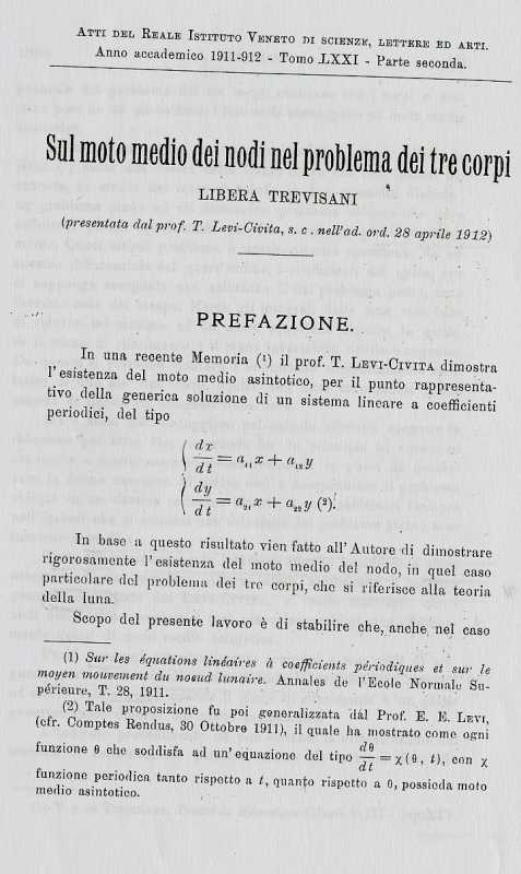 Sul moto medio dei nodi nel problema dei tre corpi, 1912.