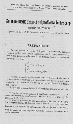 Sul moto medio dei nodi nel problema dei tre corpi, 1912.