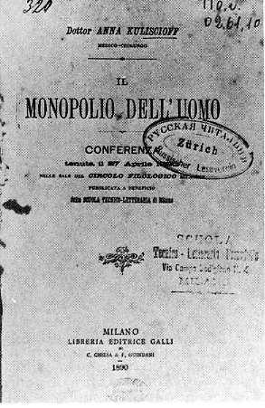 Frontespizio di «Il monopolio dell'uomo». [Damiani e Rodriguez, 1978]. 