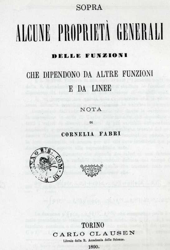 Nota di C. Fabri publicato negli Atti della R. Accaemia delle Scienze di Torino, vol. XXV, Maggio 1890.