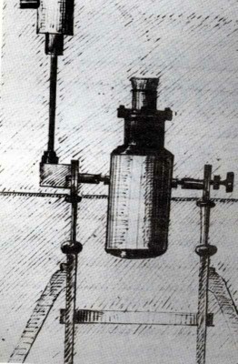 Da un quaderno di Volterra: dsegni di strumenti presentati da A. Roiti nel corso di fisica presso l'Istituto tecnico di Firenze. [Archivio Volterra, Accademia Nazionale dei Lincei].