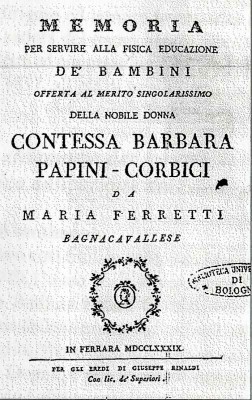 Frontespizio del libro di Maria Maddalena Ferretti.