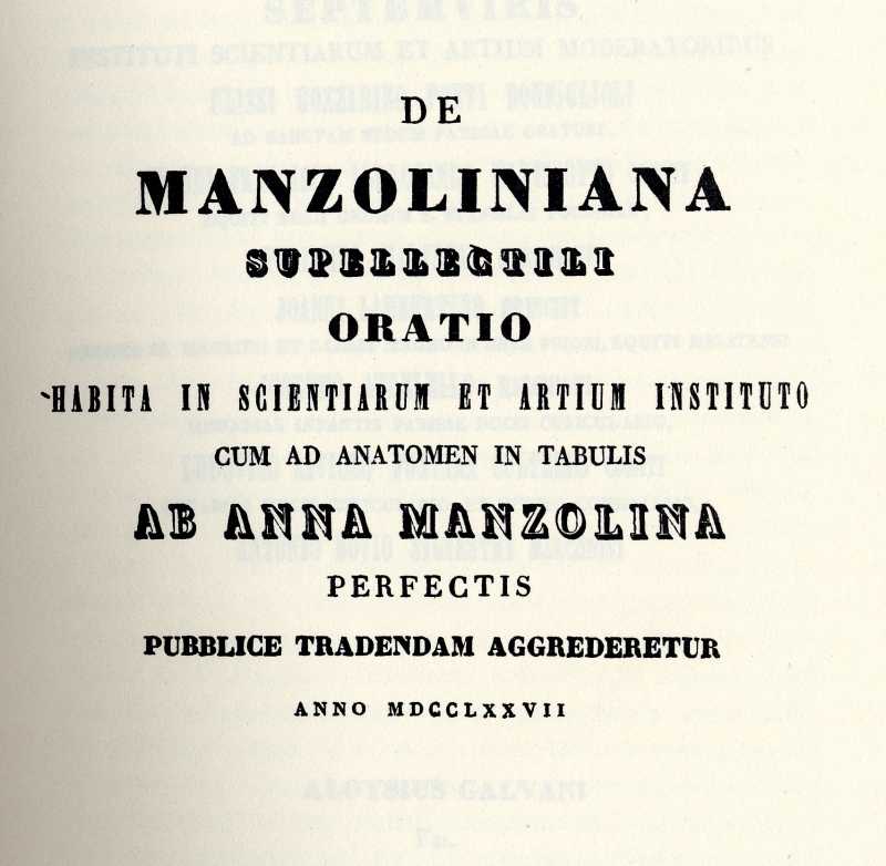 L. Galvani, De Manzoliniana Suppellectili, 1777