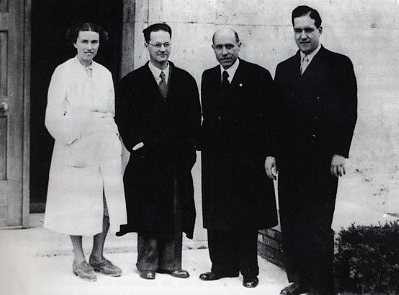 Daria Bocciarelli, E. Amaldi, G. Trabacchi, M. Valadares, Roma, 1941. [Archivio Amaldi]