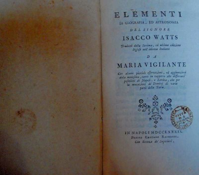 Frontespizio degli Elementi di geografia ed astronomia di Isaac  Watts
