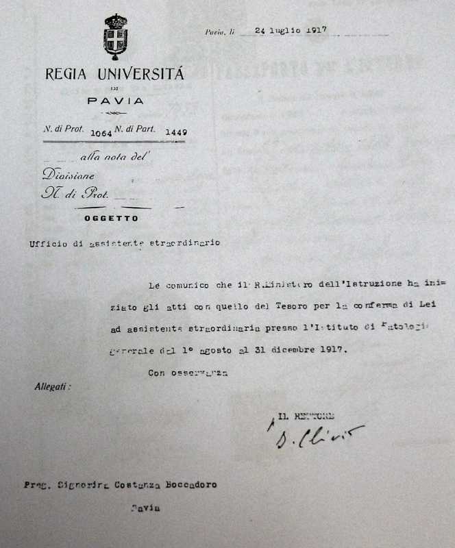 Lettera ministeriale di conferma a ruolo di assistente [Meazzini, s.d.]