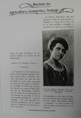 «Revista de agricultura, comercio y trabajo», articolo su Costanza Boccadoro [Meazzini, s.d.]